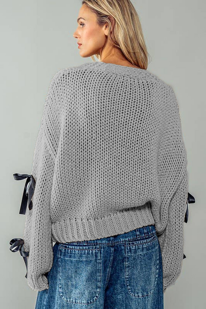 Dam Lång Kofta med Loopdetalj i Mjuk Akryl-2