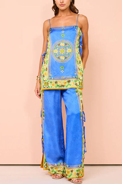 Dam Satin Set Cami Top Vida Byxor-6