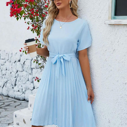 Dam Midiklänning Veckad Polyester Elegant Midi Klänning-2