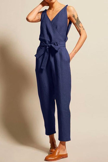 Variant image for Damenkleid, V-Ausschnitt, mit Knoten, aus Baumwolle und Polyester, Schöne Damenkleider, für Festlichkeiten des Sommers-1