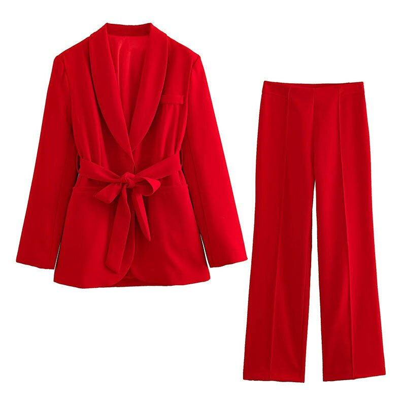 Kostym för Kvinnor 2-delad Blazer och Byxor i Polyester och Elastan – Elegant och Tidlös Design 6