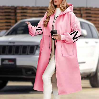 Variant image for Kvinnors Lång Kappa Patchwork Design Mjuk Blandningstyg Vinter-25