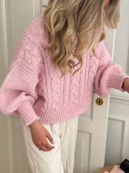 Dam Stickad Tröja Monokrom Tjock Polyester-4