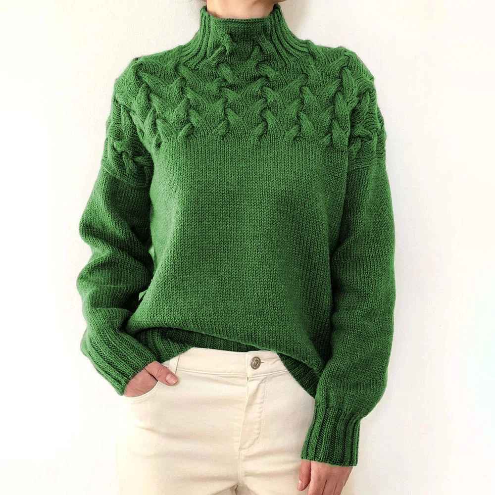 Dam Turtleneck Tröja Löst Snitt 3D-Struktur Akryl 2