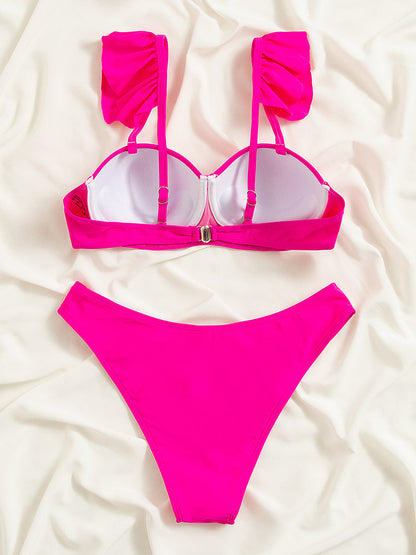 Dam Bikini Justerbara Remmar med Rufsar Högkvalitativt Tyg-4