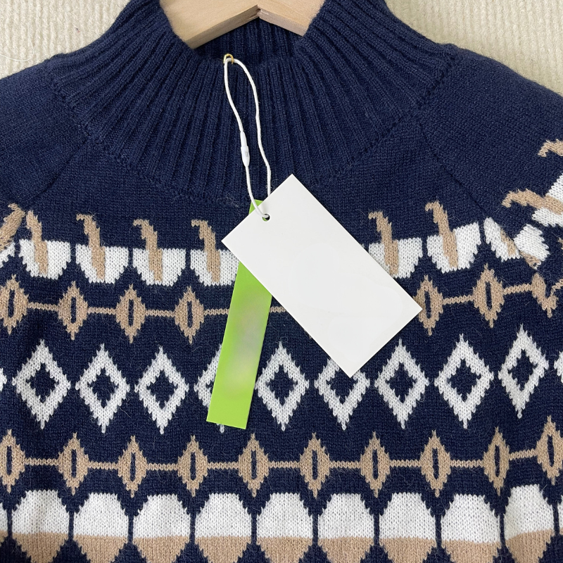 Kvinnors Lång Kofta Stickad Geometrisk Design-4