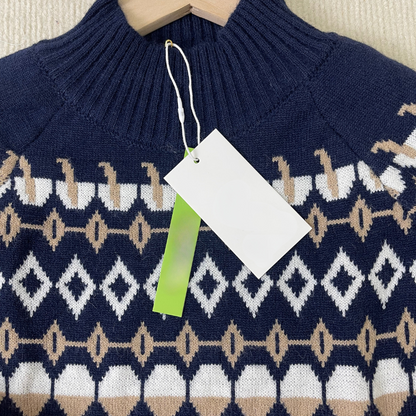 Kvinnors Lång Kofta Stickad Geometrisk Design-4