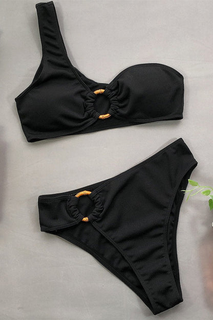 Dam Bikini Hög Förbund Nylon Spandex-2