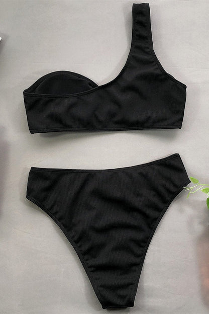Dam Bikini Hög Förbund Nylon Spandex-3