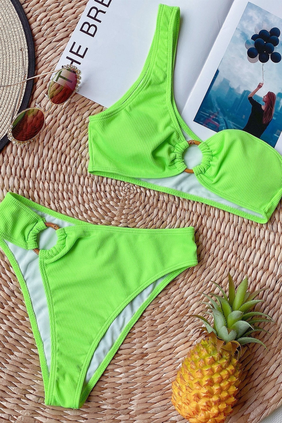 Dam Bikini Hög Förbund Nylon Spandex-4