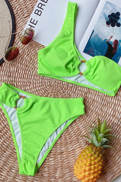 Dam Bikini Hög Förbund Nylon Spandex-4