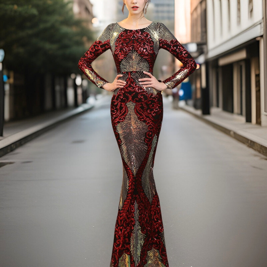 Variant image for Dam Aftonklänning Paljetter Elegant Polyester för Festliga Tillfällen-21