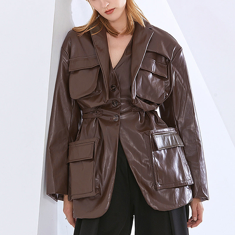 Dam Kappa Vinter Hackad Krage i Varmt Material-4