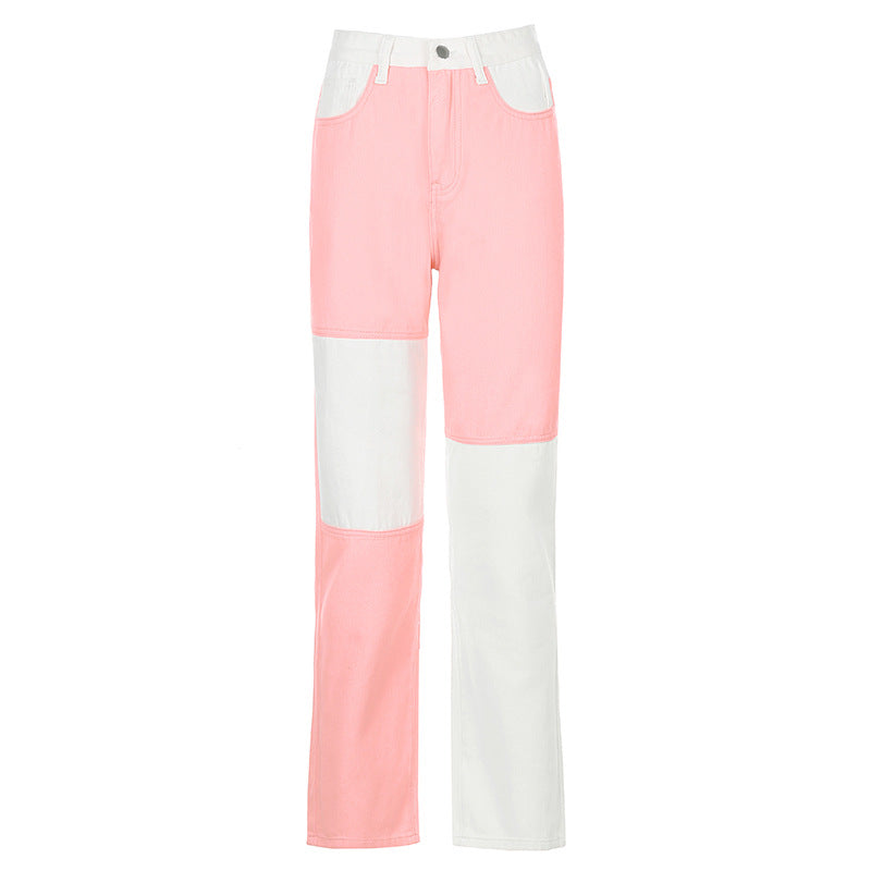 Kvinnors Höga Midjejeans Raka Ben Denim-6