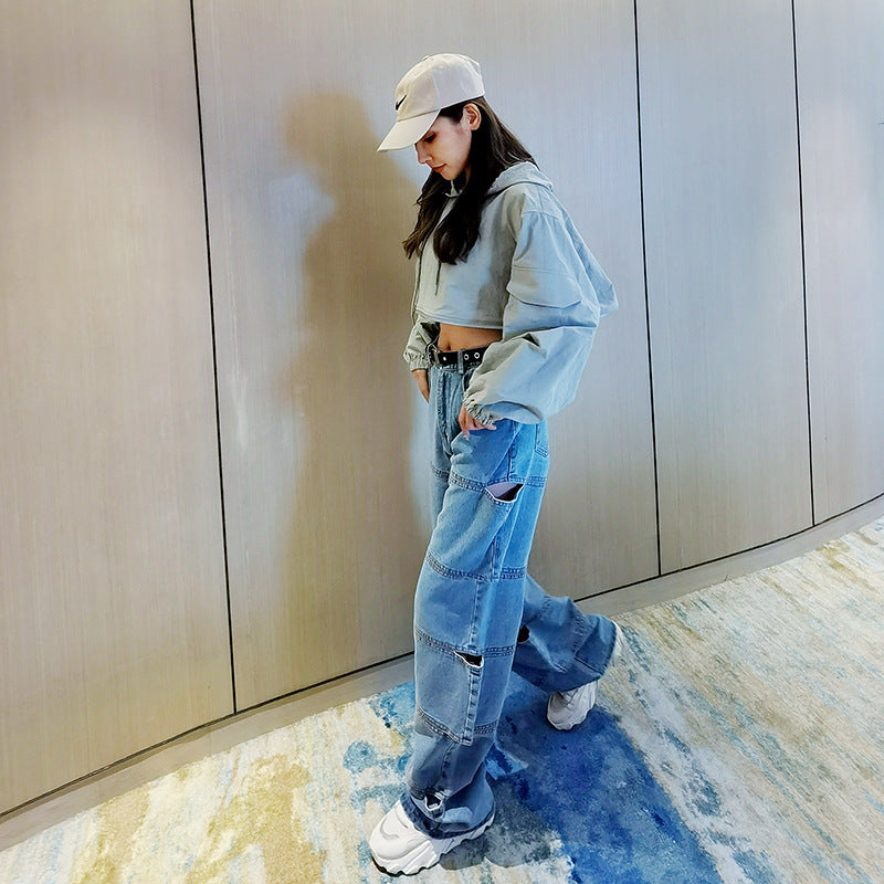 Kvinnors Raka Ben Jeans Medelhög Midja Högkvalitativ Denim-2