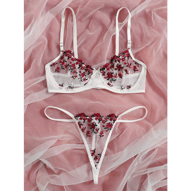 Variant image for Damunderkläder Set med Blommor och Broderi Snygga Underkläder Dam Spets och Satin-9