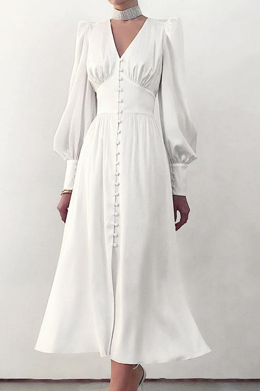 Kvinna Klänning Glänsande Polyester Elegant Knälång-1