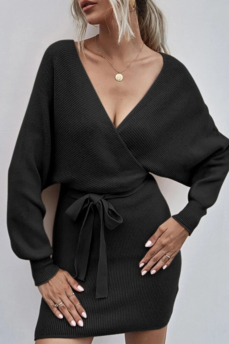 Variant image for Kvinnors Klänning Wrap Stickad Djup V-Hals-10