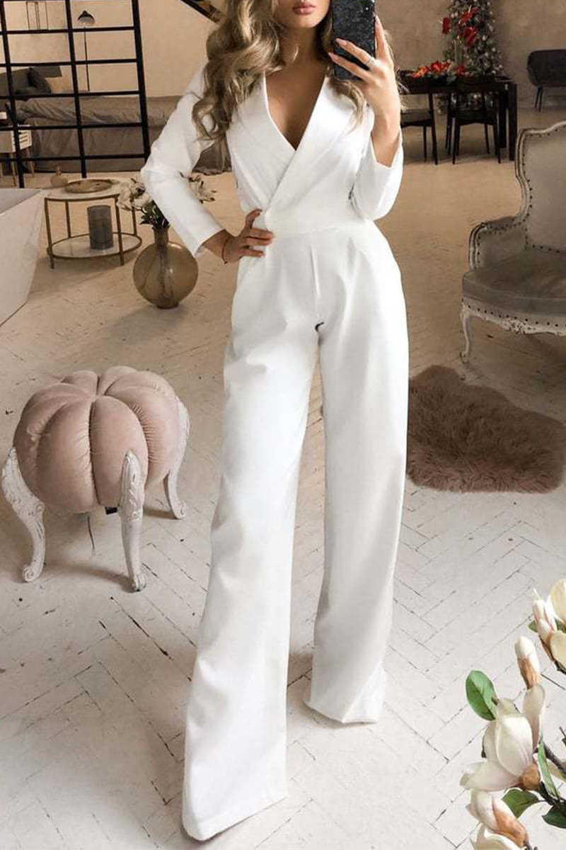 Dam Jumpsuit Omgivande Krage Polyester Elegant Design-3