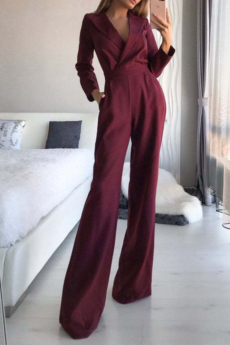 Dam Jumpsuit Omgivande Krage Polyester Elegant Design-4