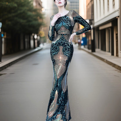 Variant image for Dam Aftonklänning Paljetter Elegant Polyester för Festliga Tillfällen-16