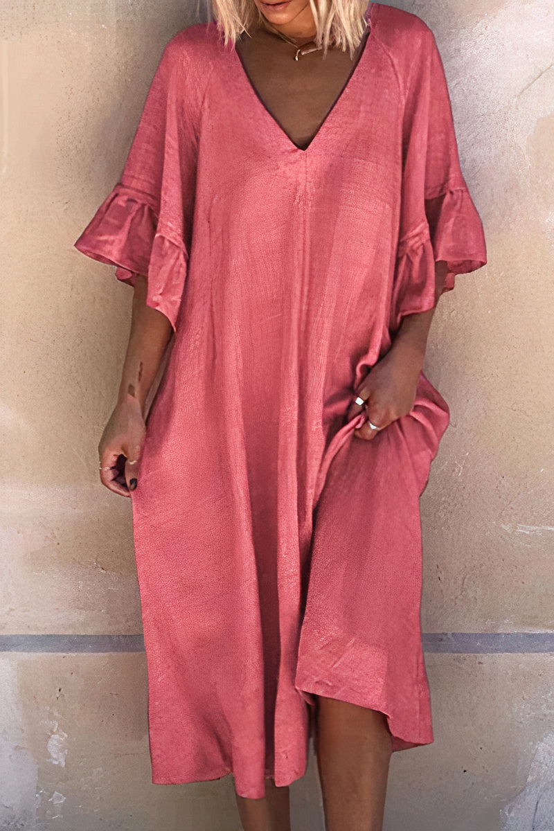 Dam Sommarklänning Lätt Linne för Midsommar och Fest-3