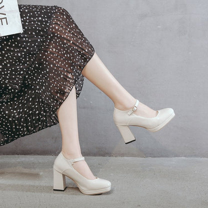 Dam Mary Jane Pumpar Blockhäl Syntetiska Material 4