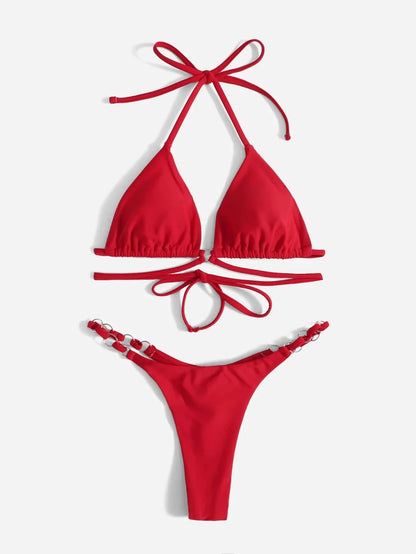 Variant image for Dam Triangelbikini med Justerbara Bärare och Ringdetalj i Högkvalitativt Elastiskt Tyg-5