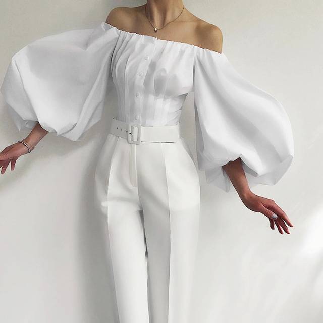 Variant image for Kvinnors Pufftop Låg Profil Bomull Lykta Ärmar-3