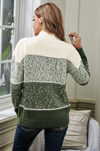 Dam Tröja Rund Hals Polyester med Färgblock och Långa Ärmar-6