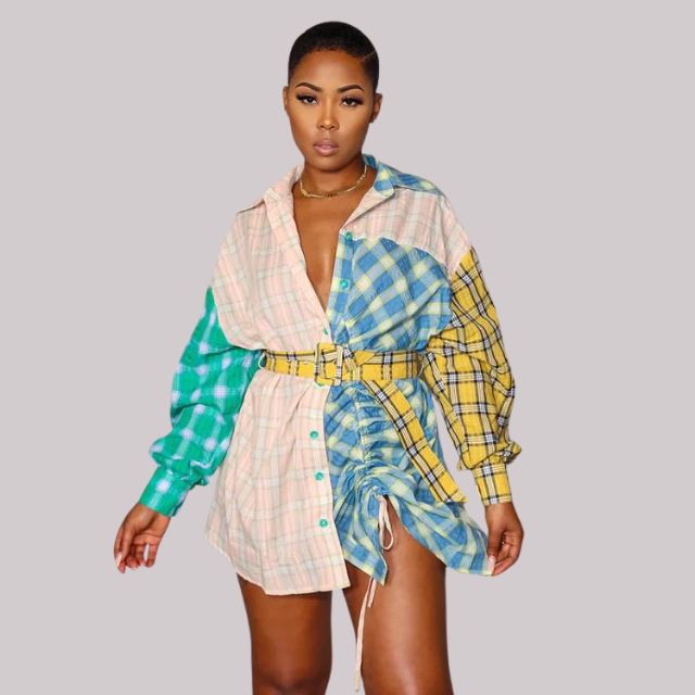 Asymmetrisk Damklänning med Midjebindning och Långa Ärmar i Polyester - Svart, Fina Dam Klänningar 6