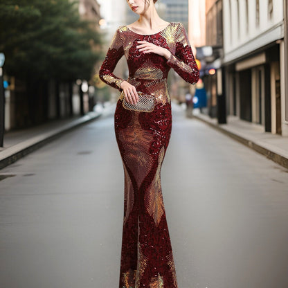 Variant image for Dam Aftonklänning Paljetter Elegant Polyester för Festliga Tillfällen-1