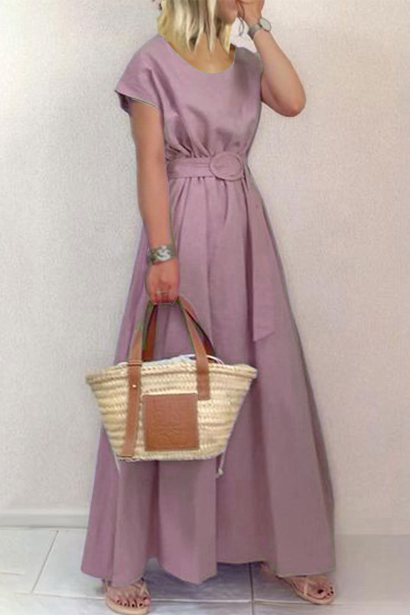 Kvinnors Klänning Luftig Högkvalitativt Tyg-5