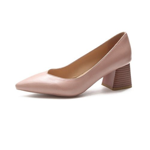Kvinnors Läderpumpar med Blockklack – Elegant och Bekväm Design för Kontor och Fest, Stl 36-41 1