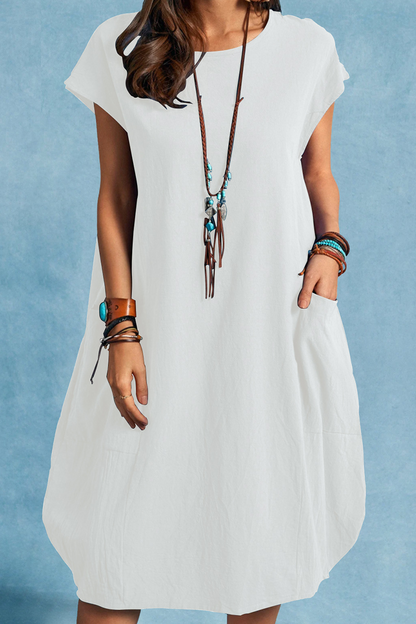 Kvinnors Lätt Klänning Luftig Bomull-2