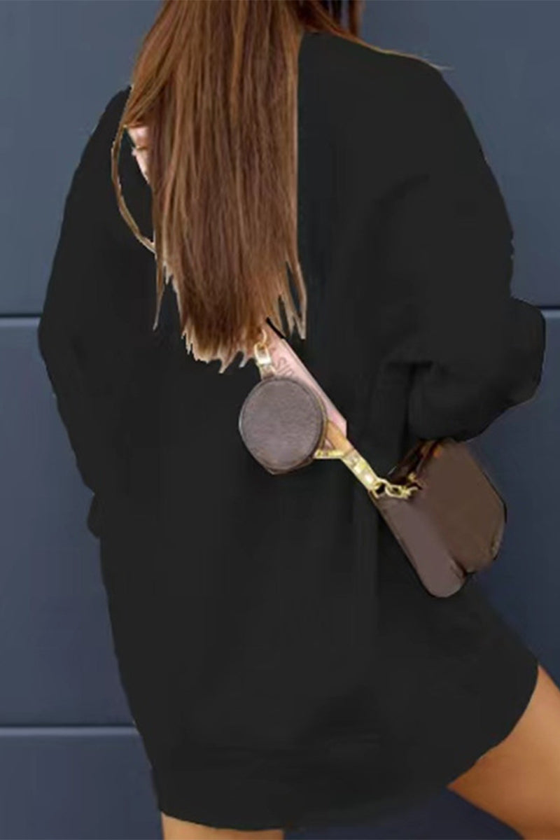 Kvinnors Sweatshirt Klänning Lång Ärmar Högkvalitativ Bomull-5