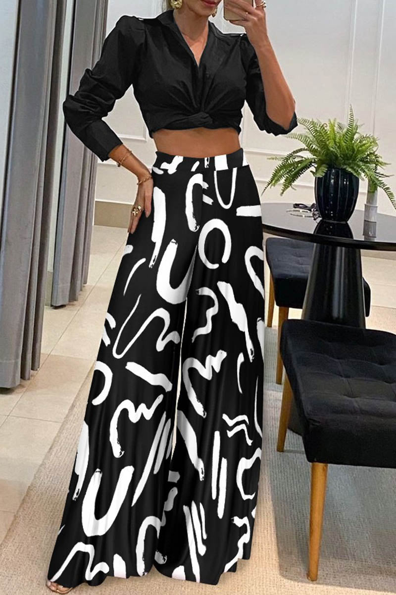 Variant image for Snygga Byxor Dam Hög Midja Tryckt Mönster Polyester-6