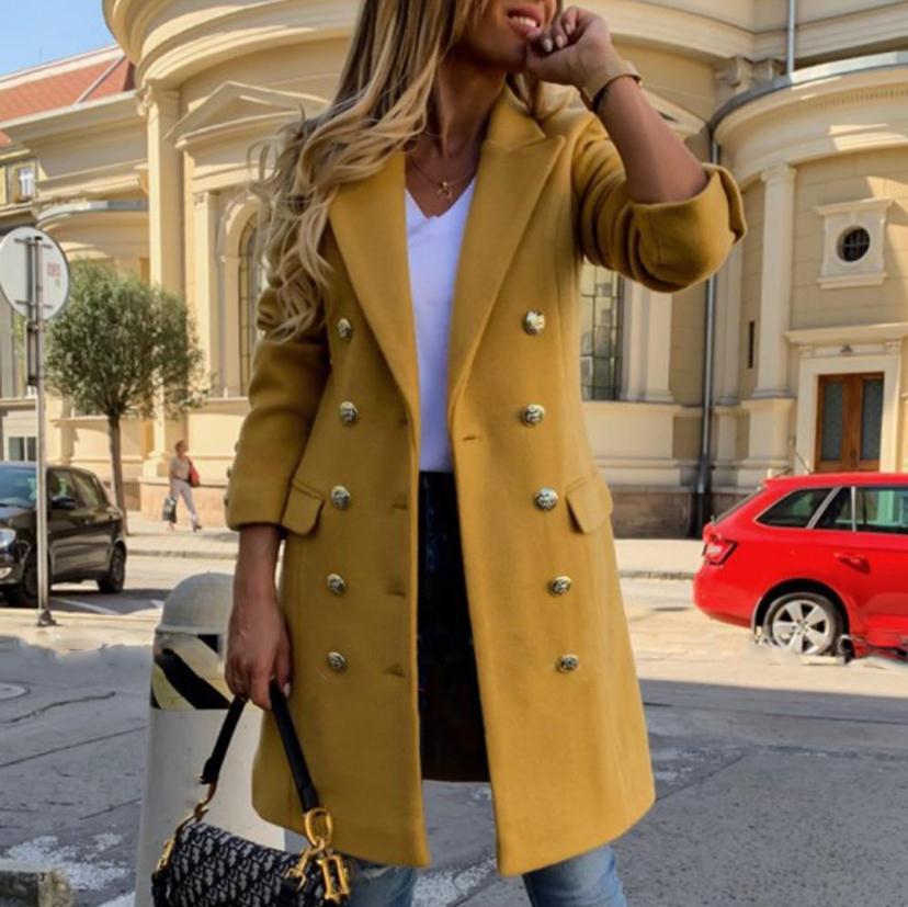 Dam Trenchcoat Lång Vintage Stil Högkvalitativ Polyester-3