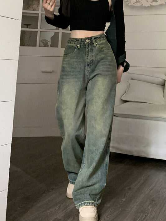 Damer Baggy Jeans Avslappnad Denim-1