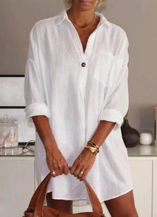 Dam Strandklänning Halvärmar Lätt Material för Strand och Stad-1