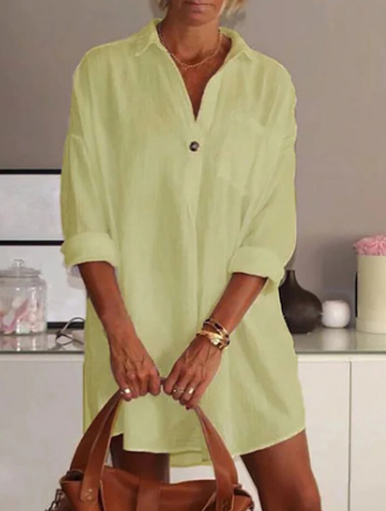 Dam Strandklänning Halvärmar Lätt Material för Strand och Stad-4