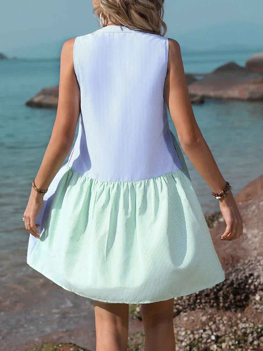 Kvinna Klänning Luftig Polyester Färgglad Design-2