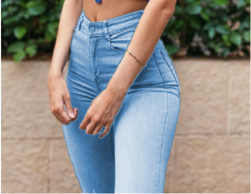 Dam Hög Midja Skinny Jeans Med Dragkedja Elastan-2