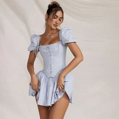 Dam Corset Romper Puffärmar Ekologisk Bomull-2