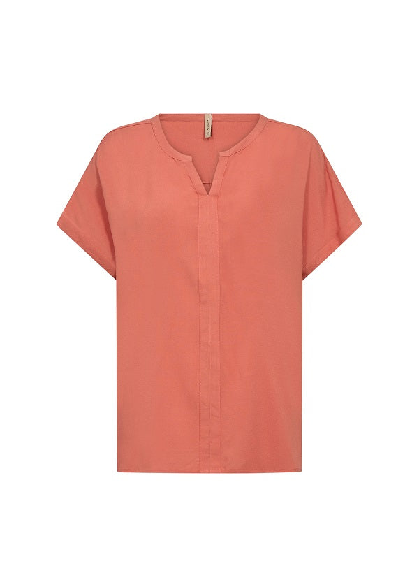 Dam Blus V-ringning Mjuk Viskos Korta Ärmar Elegant Design-3