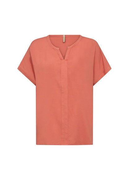 Dam Blus V-ringning Mjuk Viskos Korta Ärmar Elegant Design-3