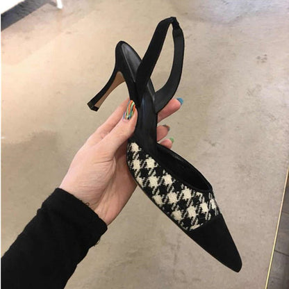 Kvinnors Slingback Skor Spetsig Tå Textil och Läder 2