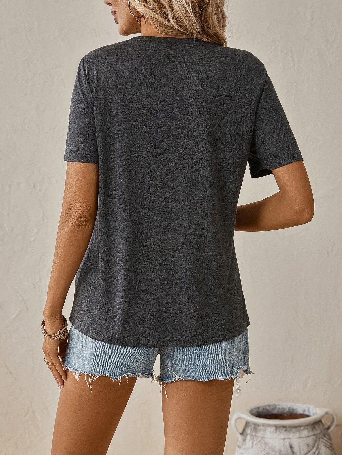 Dam T-shirt Avslappnad Stil 100% Bomull med Grafiska Solrosor-2