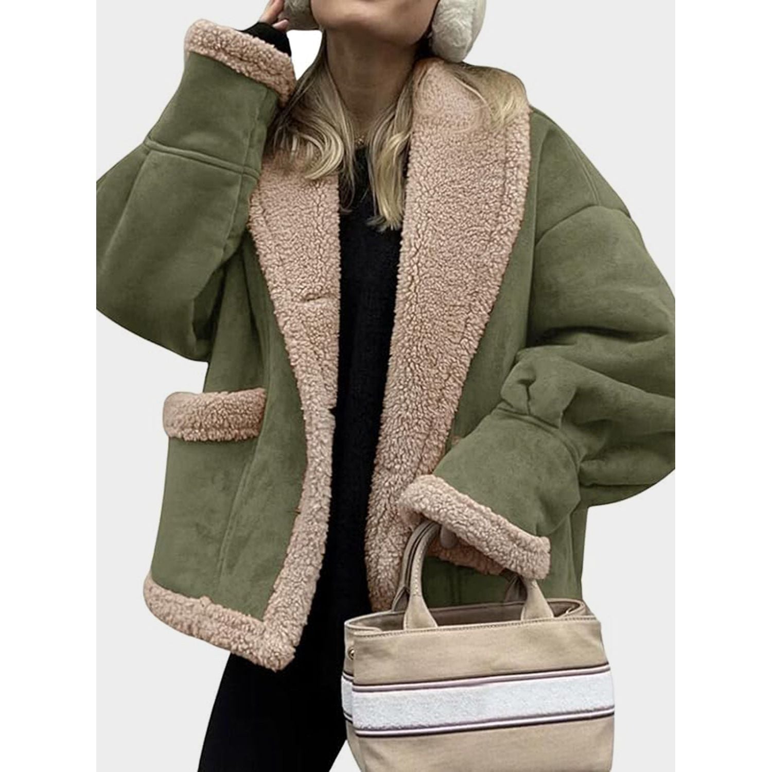 Dam Kappa Elegant med Krage och Långa Ärmar i Mjukt Material-4