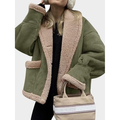 Dam Kappa Elegant med Krage och Långa Ärmar i Mjukt Material-4